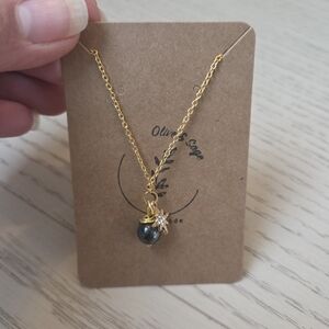 Gold and Black Pendant Necklace